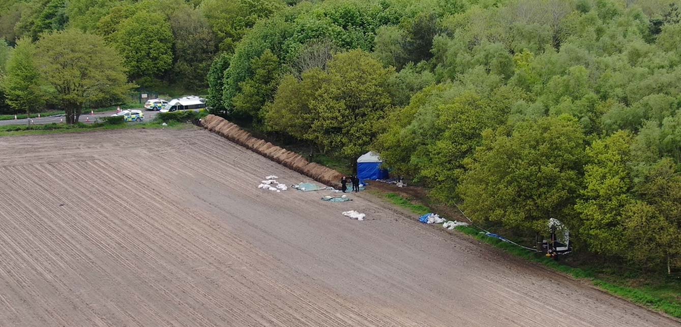 Ariel view of field with where the body was found.