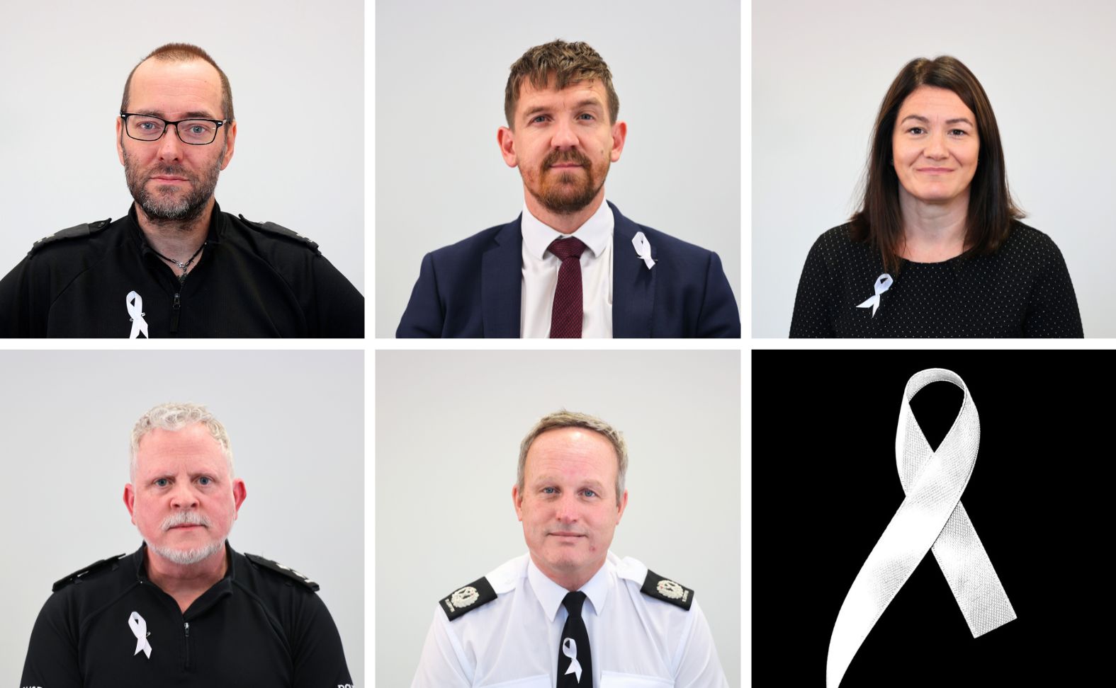 Nottinghamshire Police officers and staff graphic with White Ribbon logo in the corner