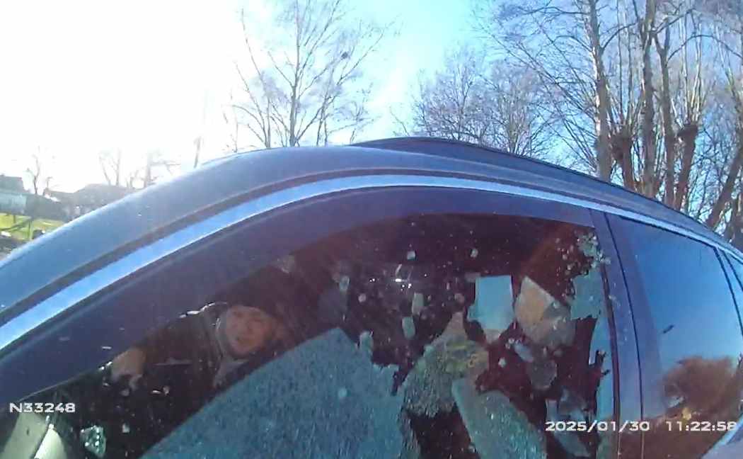 Police had to smash Shawn Bancroft's car window when he refused to get out