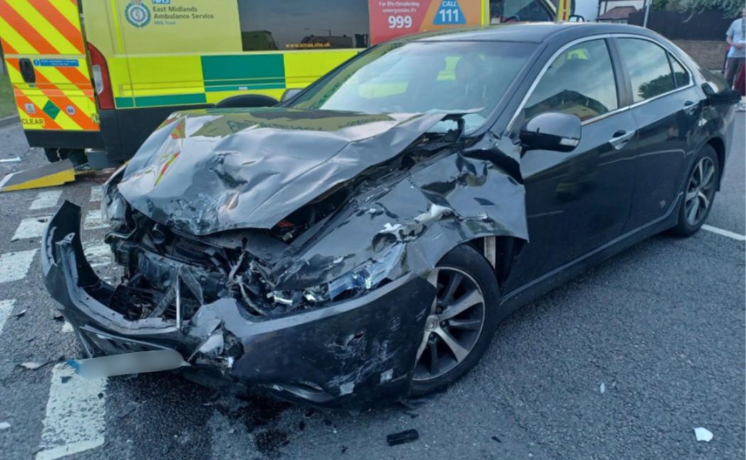 Fillingham's car pictured after the collision