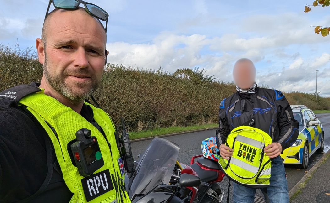 PC Tom Rowlands and biker