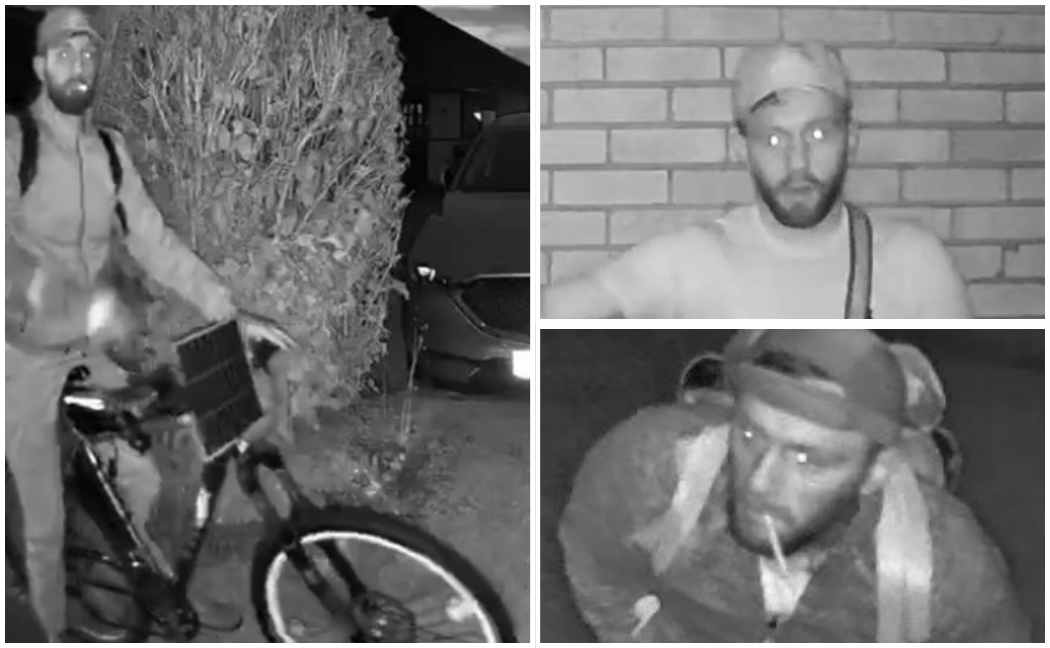 Reilly was captured on doorbell cameras as he trespassed at homes in West Bridgford