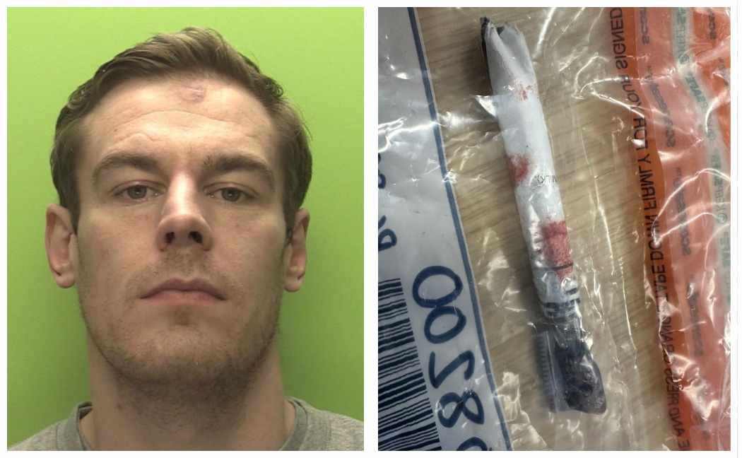 Jamie Smith and the weapon he used to attack prison officers