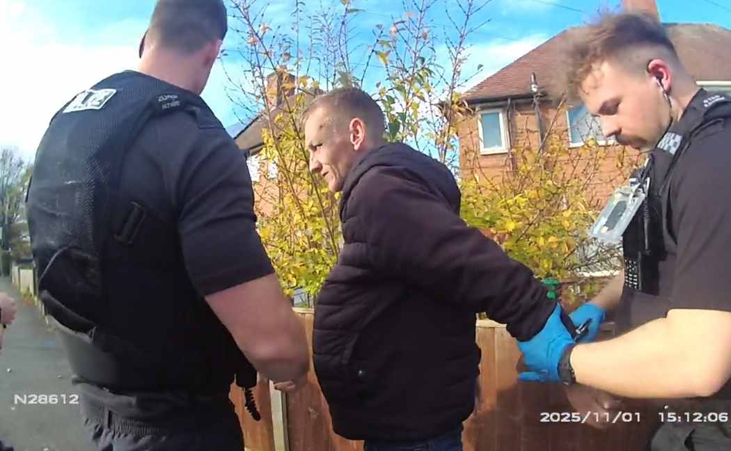 Would-be robber Craig Noble is placed in cuffs