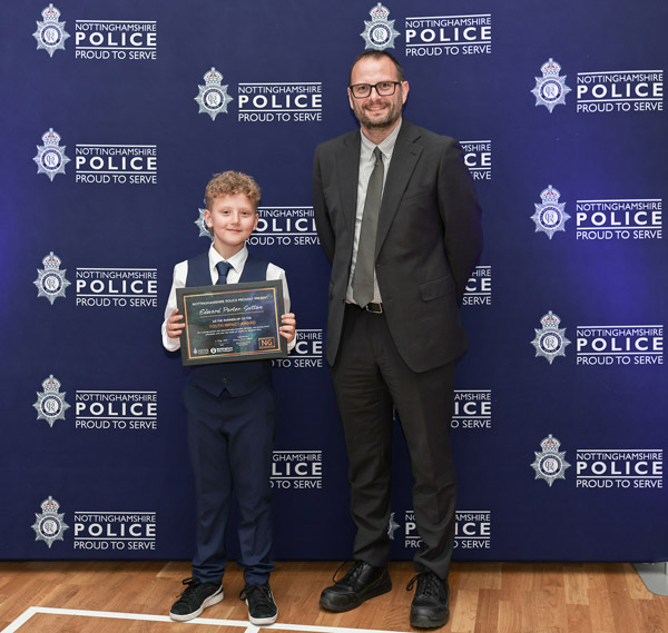 Young campaigner Ted Porter-Sutton who was recognised  at a police awards ceremony