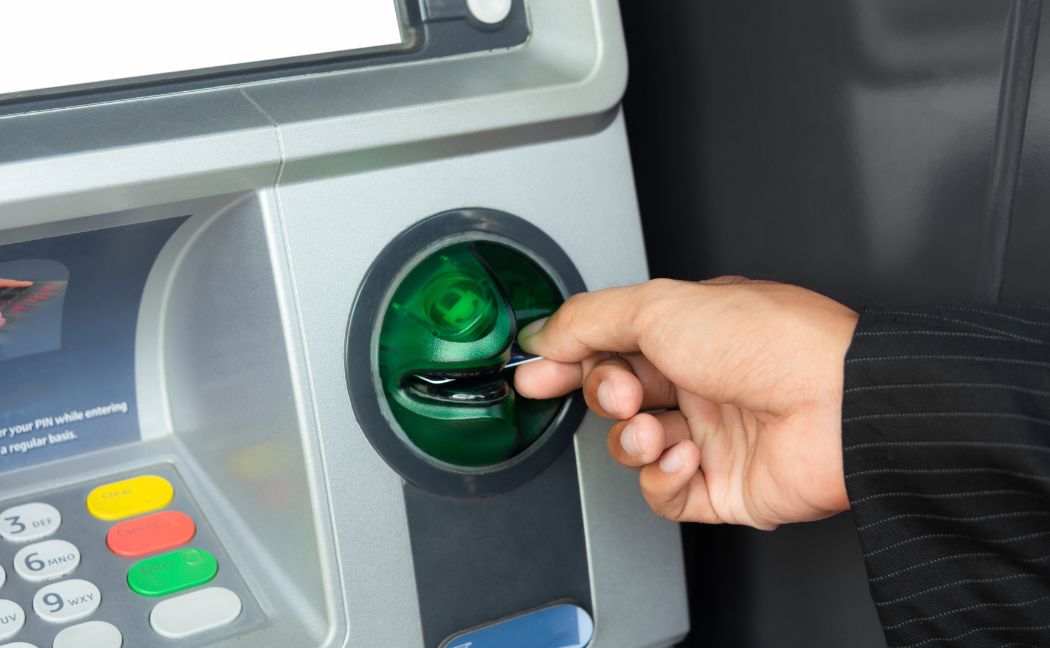 close up on cash machine