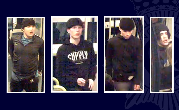 Images of youths police want to identify after a man was assaulted on a tram