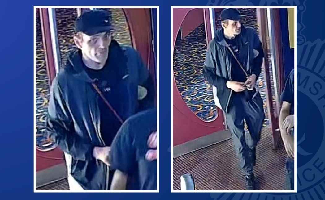 Two CCTV pictures of man wearing a cap