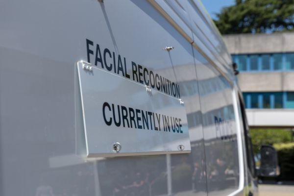 Police facial recognition van signage