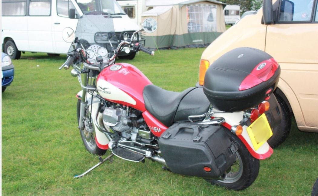 Stolen red and white Muto Guzzi California EV 1100