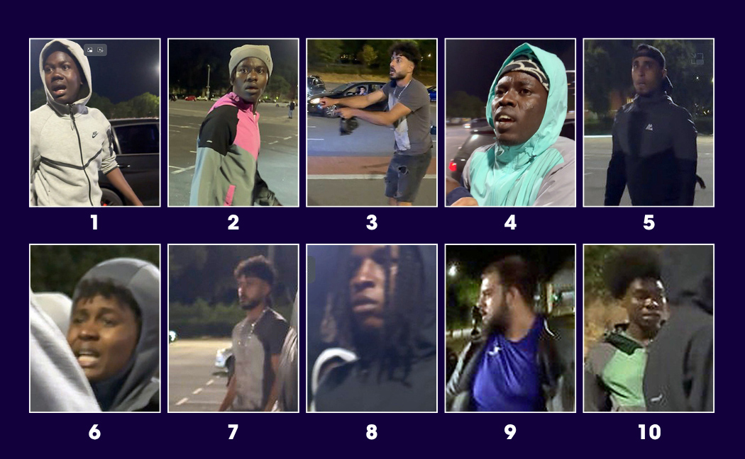 A montage image showing 10 youths police want to identify in relation to a large fight in a park