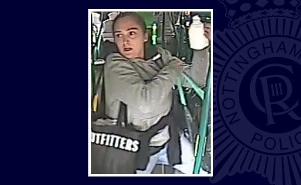 A CCTV image of a woman police want to identify and speak to after a public order incident on a bus