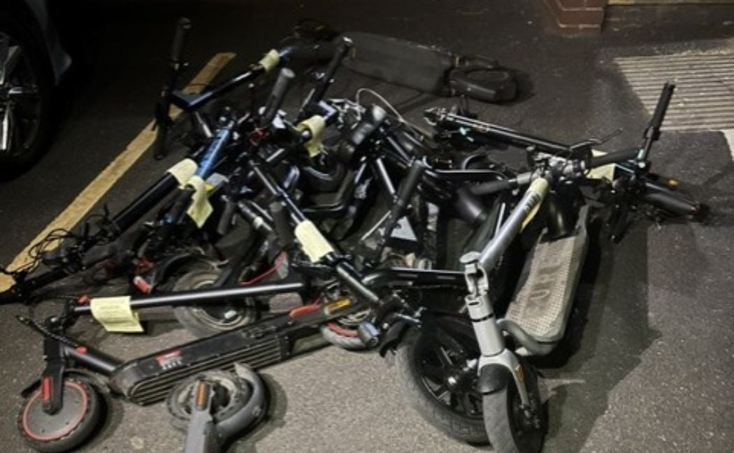 A range of seized e-scooters