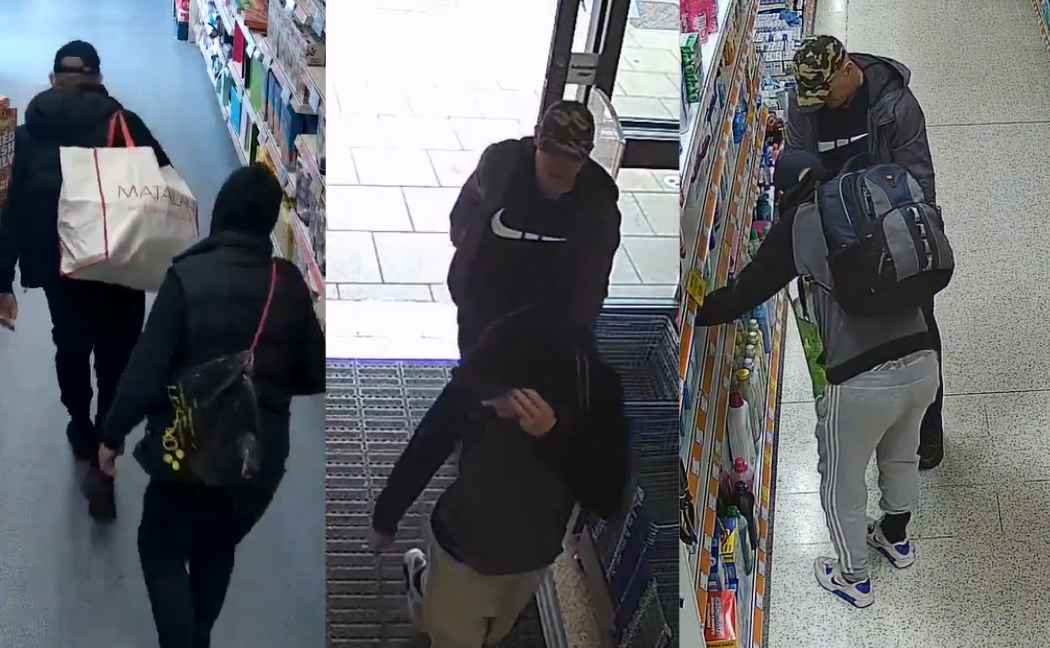 Three images of Alistair Paterson stealing items with Daniel Allsop and Karl Allsop 