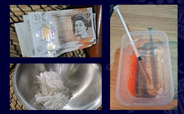 Suspected Class A drugs and cash seized by police officers