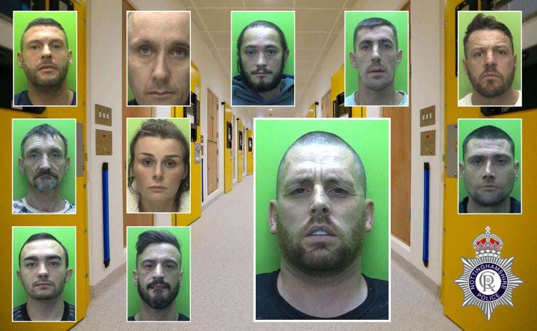 Gang ringleader Jamie Smith, centre, and other members of the group